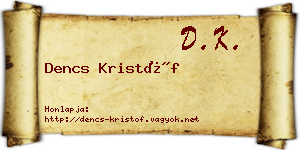 Dencs Kristóf névjegykártya
